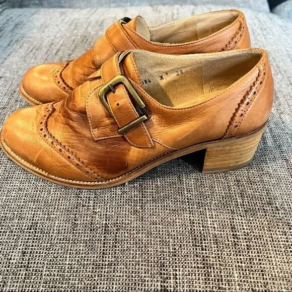 DUO Oxford Lace Up Leather Tan Shoes Size 8.5
