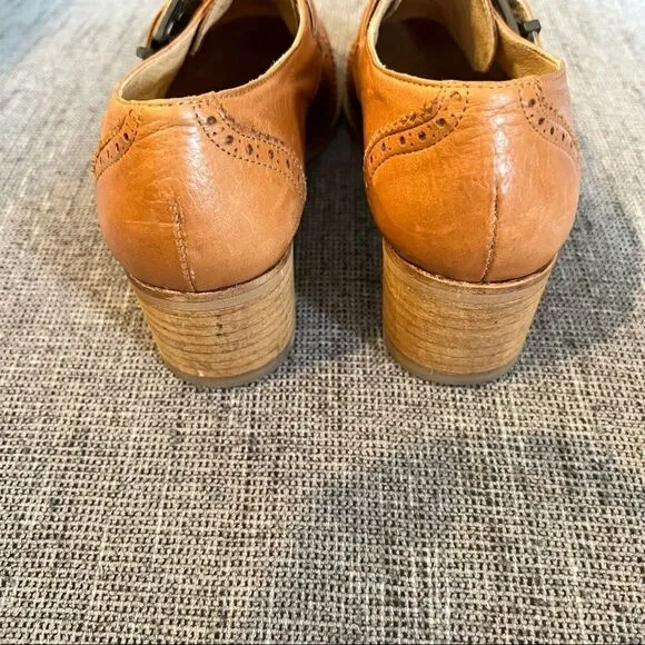DUO Oxford Lace Up Leather Tan Shoes Size 8.5