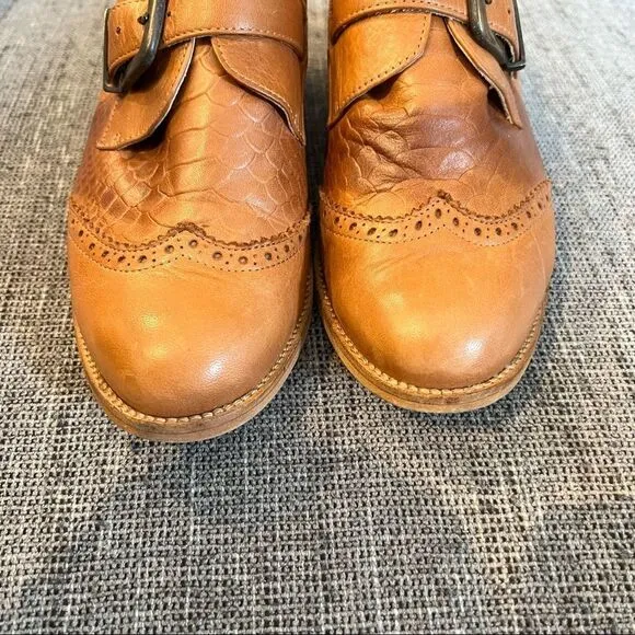 DUO Oxford Lace Up Leather Tan Shoes Size 8.5