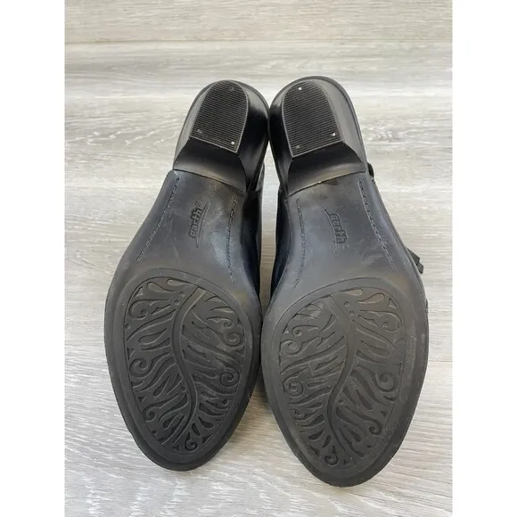 Earth Kristy Women's US 7.5B Black Leather Side Zip Ankle Strap Slingback Sandal