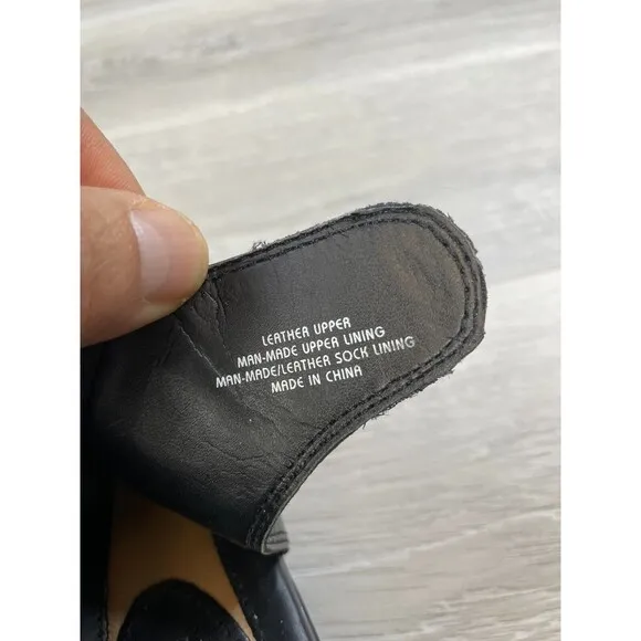 Earth Kristy Women's US 7.5B Black Leather Side Zip Ankle Strap Slingback Sandal