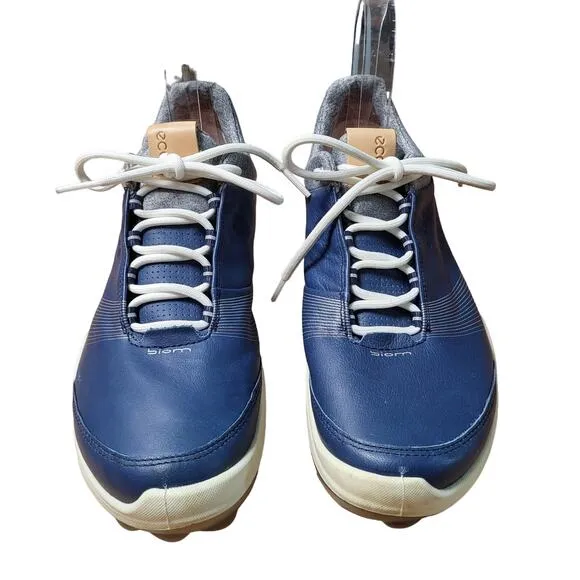 Ecco Biom Gore Tex Blue Leather Lace Up Golf Shoes Women's Size 9 Extra Width