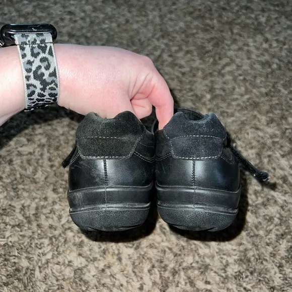 Ecco Black Leather Velcro Strap Shoes Size 7