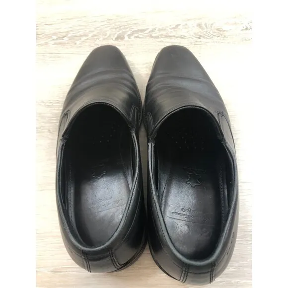 Ecco Faro Men's EUR 42 Black Leather Slip-On Round Toe Loafer Oxford Dress Shoes