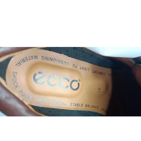 Ecco Leather Boat Shoes Men's Size 7 Water Repellent EU 41  Brown