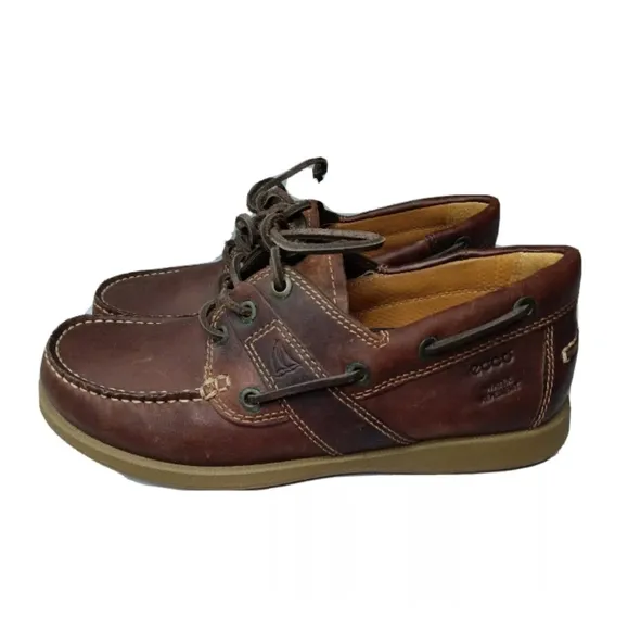 Ecco Leather Boat Shoes Men's Size 7 Water Repellent EU 41  Brown