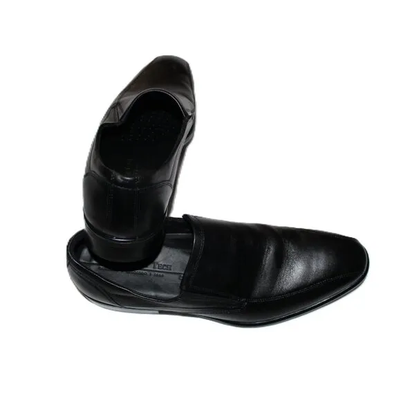 ECCO MEN'S BLACK CITYTRAY BIKE TOE SLIP-ON LEATHER OXFORD SHOES US 13-13.5