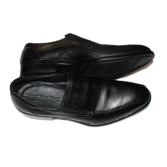 ECCO MEN'S BLACK CITYTRAY BIKE TOE SLIP-ON LEATHER OXFORD SHOES US 13-13.5