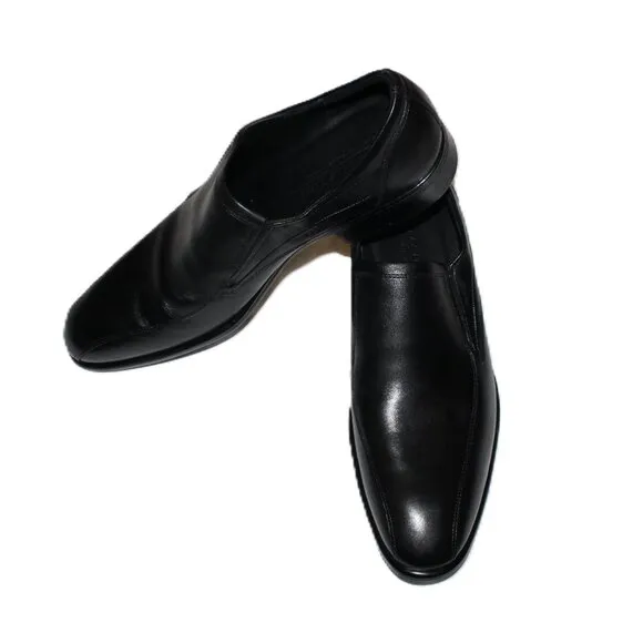 ECCO MEN'S BLACK CITYTRAY BIKE TOE SLIP-ON LEATHER OXFORD SHOES US 13-13.5