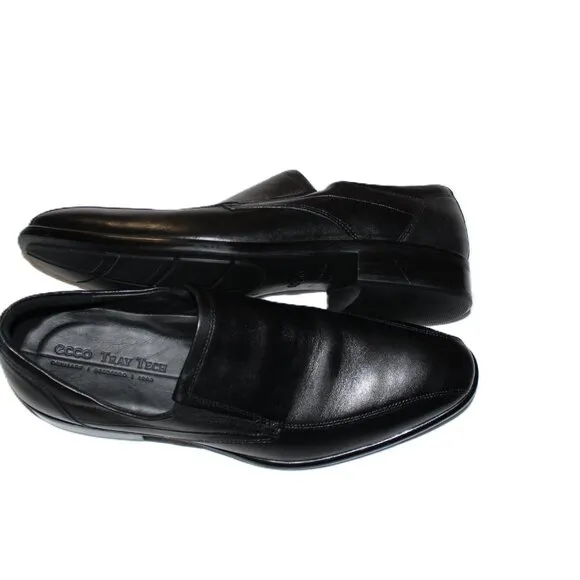ECCO MEN'S BLACK CITYTRAY BIKE TOE SLIP-ON LEATHER OXFORD SHOES US 13-13.5