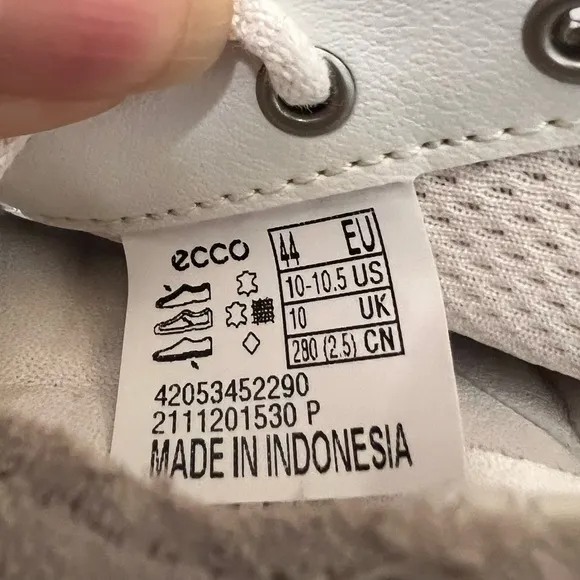 ECCO Shoes Mens 10.5 Soft Sneaker White Leather Lace Up Casual Comfort