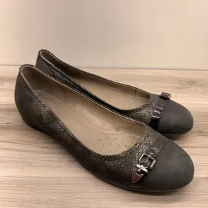 ECCO Touch 15 Ballerina Snake Print Black Leather Flats Shoes Womens Sz 42 US 11