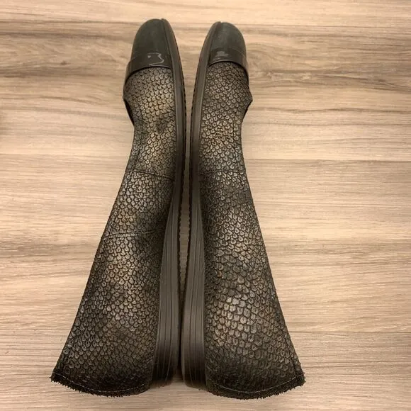 ECCO Touch 15 Ballerina Snake Print Black Leather Flats Shoes Womens Sz 42 US 11