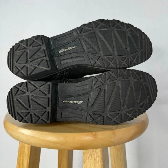 Eddie Bauer Black Leather &amp; Wool Trace Ankle Boots Size 8 1/2