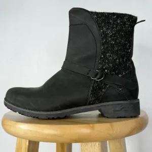 Eddie Bauer Black Leather &amp; Wool Trace Ankle Boots Size 8 1/2