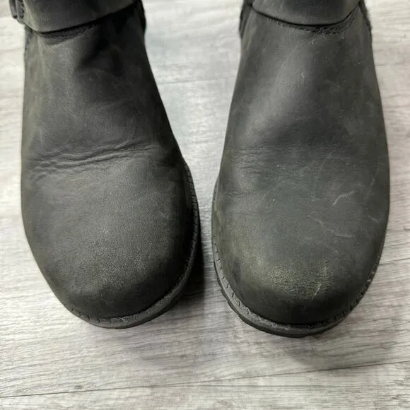 Eddie Bauer Black Leather &amp; Wool Trace Ankle Boots Size 8 1/2