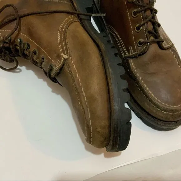 Eddie Bauer Mens Ankle Boots Brown Leather  Lace Up 10.5 M