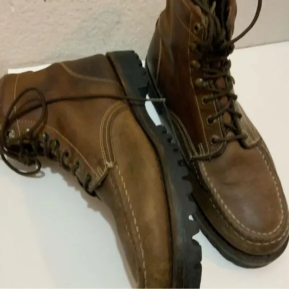 Eddie Bauer Mens Ankle Boots Brown Leather  Lace Up 10.5 M