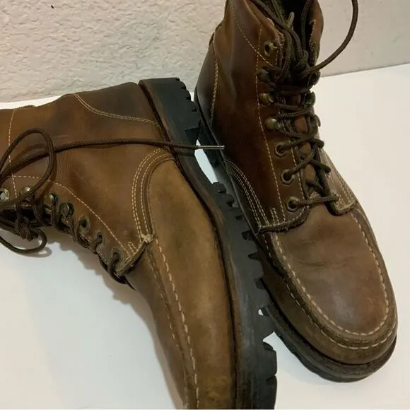 Eddie Bauer Mens Ankle Boots Brown Leather  Lace Up 10.5 M