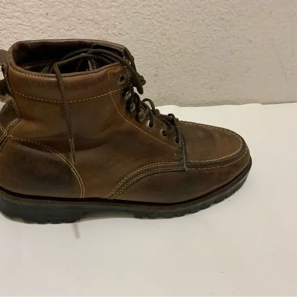 Eddie Bauer Mens Ankle Boots Brown Leather  Lace Up 10.5 M