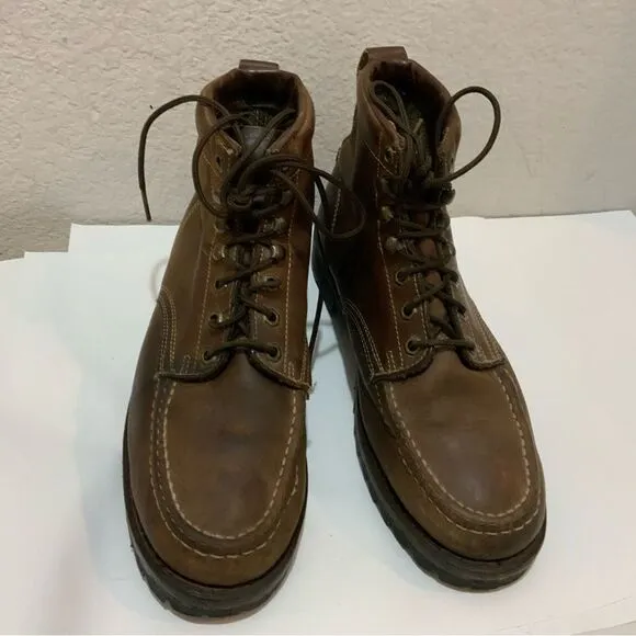 Eddie Bauer Mens Ankle Boots Brown Leather  Lace Up 10.5 M