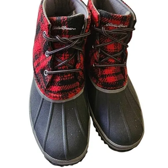 Eddie Bauer Duck Boots Sugar Skipper Buffalo Plaid Red Black Women's Winter Rain