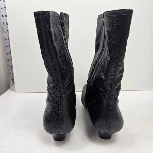 Eddie Bauer Vintage 90s Kitten Heel Square Toe Ankle Boots Size 9 Brown Leather