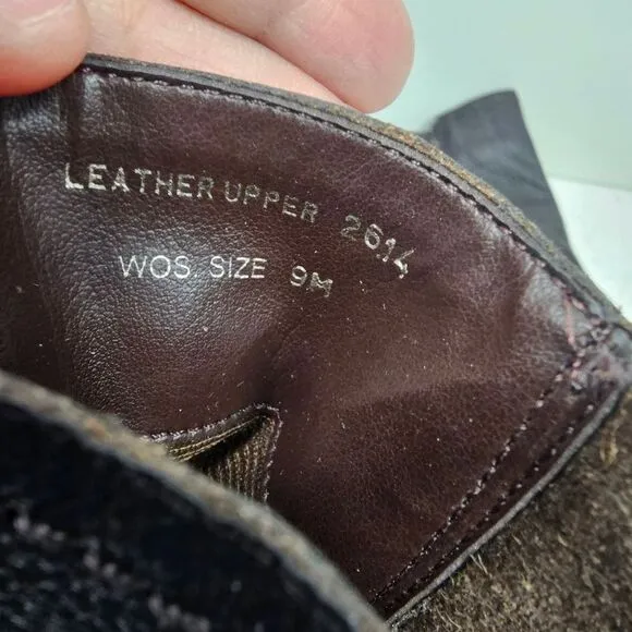 Eddie Bauer Vintage 90s Kitten Heel Square Toe Ankle Boots Size 9 Brown Leather