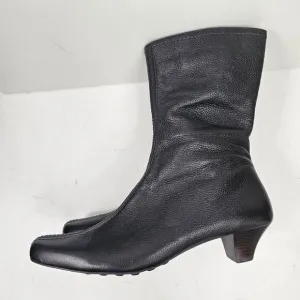 Eddie Bauer Vintage 90s Kitten Heel Square Toe Ankle Boots Size 9 Brown Leather