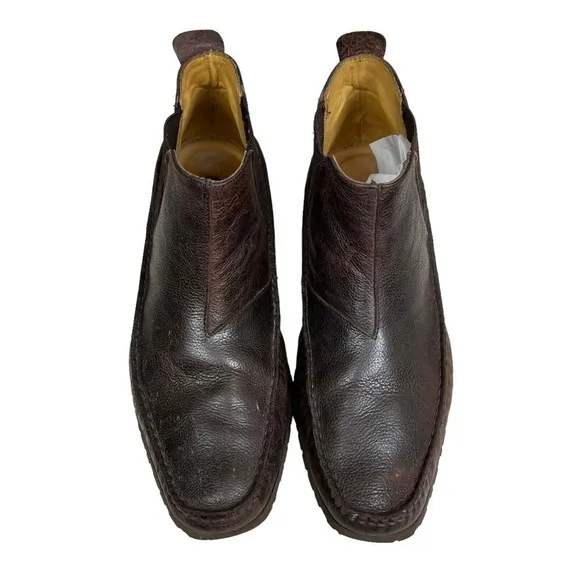 Eduardo G. Boots Ankle‎ Brown Leather Gore Panels Pull Up Tab Moc Toe Size US 8
