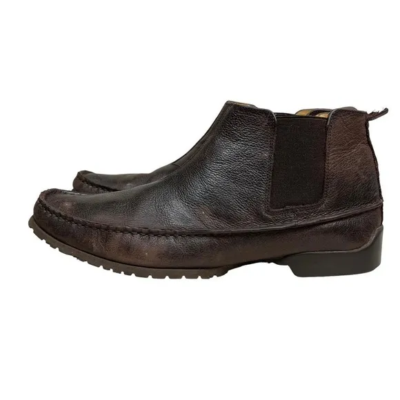 Eduardo G. Boots Ankle‎ Brown Leather Gore Panels Pull Up Tab Moc Toe Size US 8