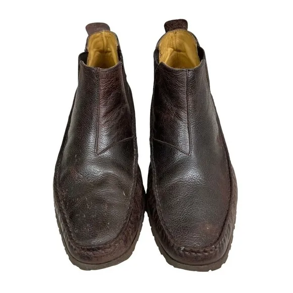 Eduardo G. Boots Ankle‎ Brown Leather Gore Panels Pull Up Tab Moc Toe Size US 8