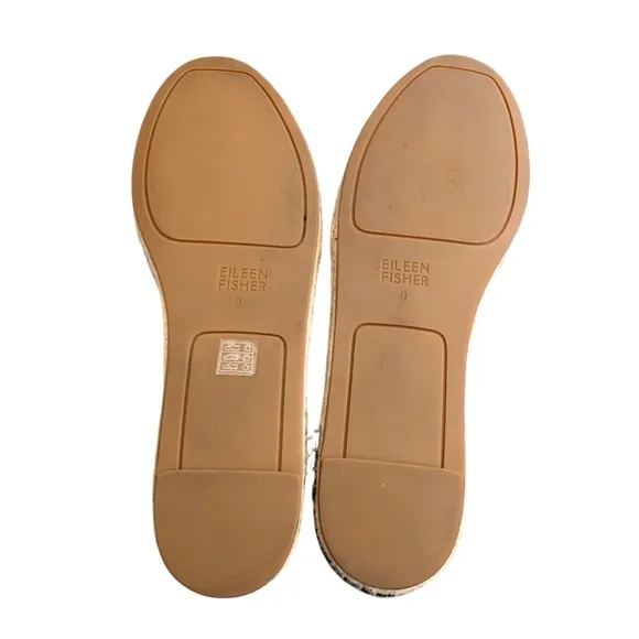 EILEEN FISHER BLACK LEE D’ORSAY FLAT LEATHER ESPADRILLE SHOES SLIP-ON SHOES