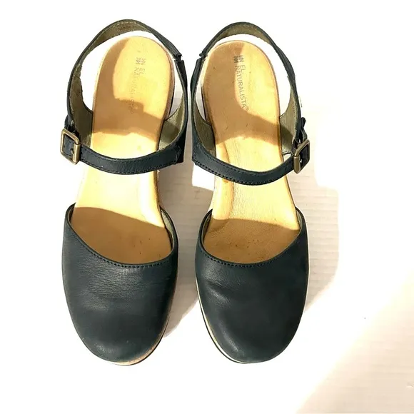 El Naturalista Pleasant Leaves Clog Shoes Black Nubuck Leather Size 42 US 10.5