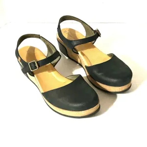 El Naturalista Pleasant Leaves Clog Shoes Black Nubuck Leather Size 42 US 10.5