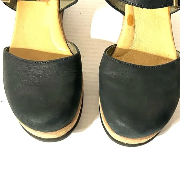 El Naturalista Pleasant Leaves Clog Shoes Black Nubuck Leather Size 42 US 10.5