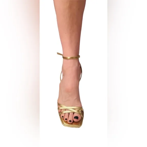 Elegant Dolce Vita Gold Strappy kitten Heel sandals