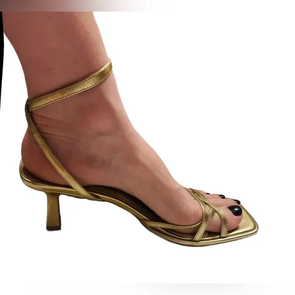 Elegant Dolce Vita Gold Strappy kitten Heel sandals