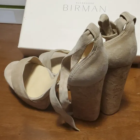 Elegant Nude Suede Platform Heels