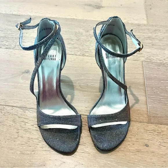 Elegant Silver/Bronze Vixen Pyrite Nocturn Sparkly Strappy Heels