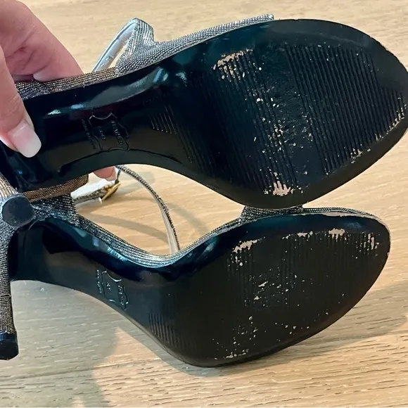 Elegant Silver/Bronze Vixen Pyrite Nocturn Sparkly Strappy Heels