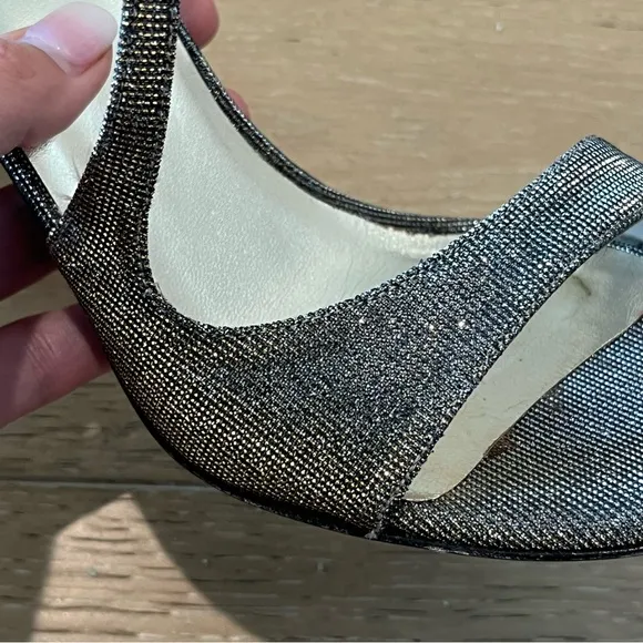 Elegant Silver/Bronze Vixen Pyrite Nocturn Sparkly Strappy Heels