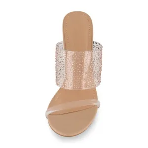Elegant Tan Sandals with Rhinestone Strap