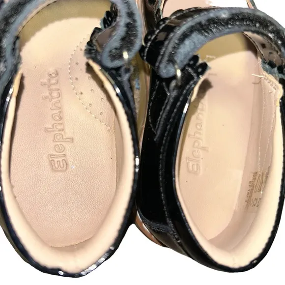 ELEPHANTITO Mary Jane Toddler girls Patent leather black shoes size 8