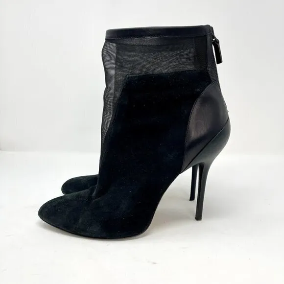 Elie Tahari Black Naila Suede Mesh Ankle Boots Booties Size 8