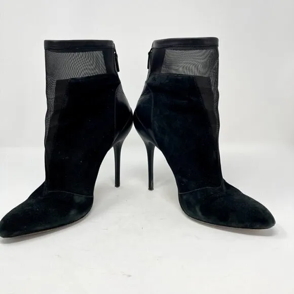 Elie Tahari Black Naila Suede Mesh Ankle Boots Booties Size 8