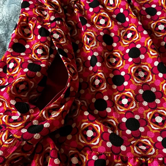 Eliza J. Pink Floral Pattern Crew Neck 3/4 Sleeve Print Dress Size 16 Pockets