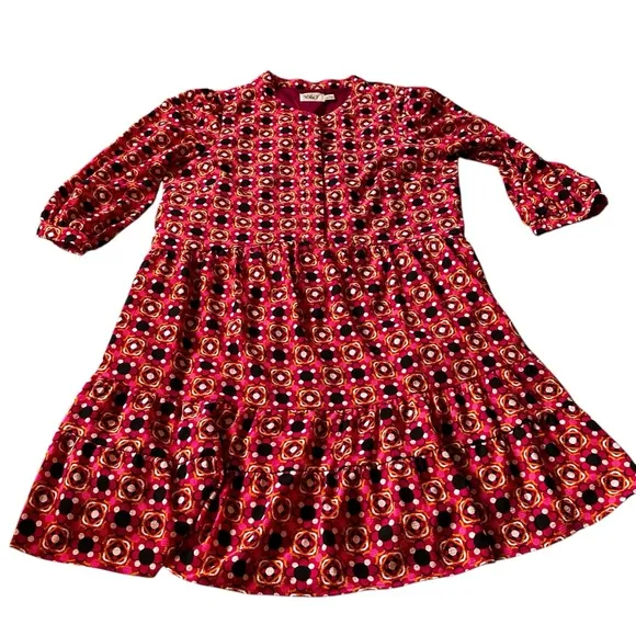 Eliza J. Pink Floral Pattern Crew Neck 3/4 Sleeve Print Dress Size 16 Pockets
