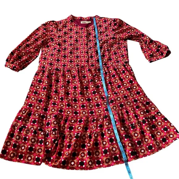 Eliza J. Pink Floral Pattern Crew Neck 3/4 Sleeve Print Dress Size 16 Pockets
