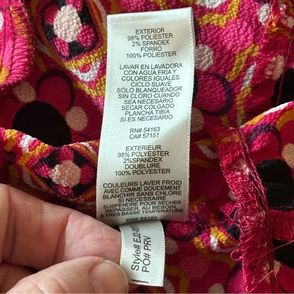 Eliza J. Pink Floral Pattern Crew Neck 3/4 Sleeve Print Dress Size 16 Pockets